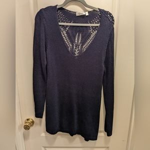 Stitch Fix RD Style Navy Sweater with Open Knit Back, Sz L
